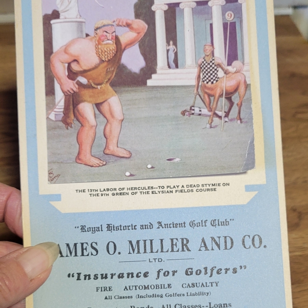 1930 Golf Insurance Advertisement Calendar